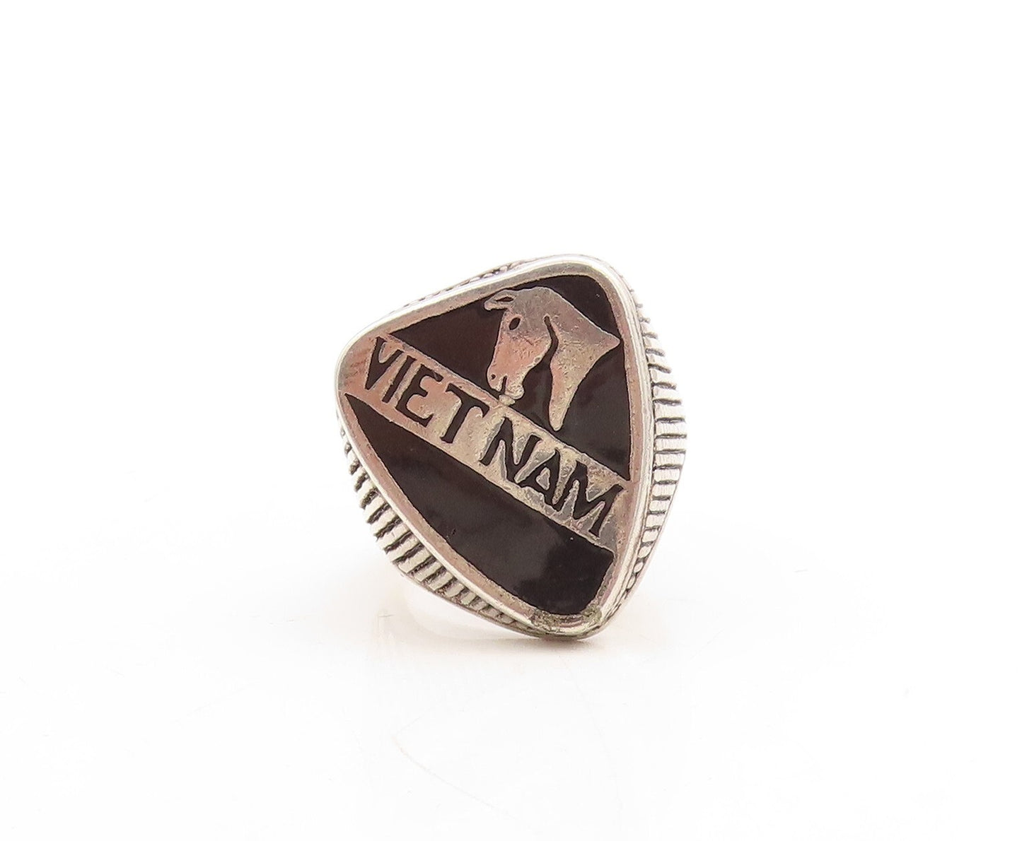 925 Sterling Silver Vintage Ring G&S Vietnam Horse Enameled  Sz 13.5  RG31317