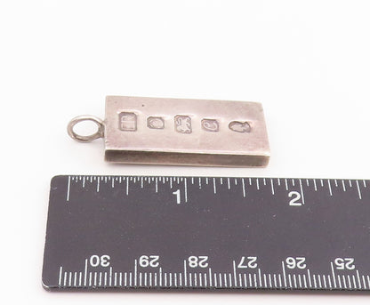 925 Sterling Silver Vintage Pendant 1977 Queen Elizabeth Ingot Bar  PT26144