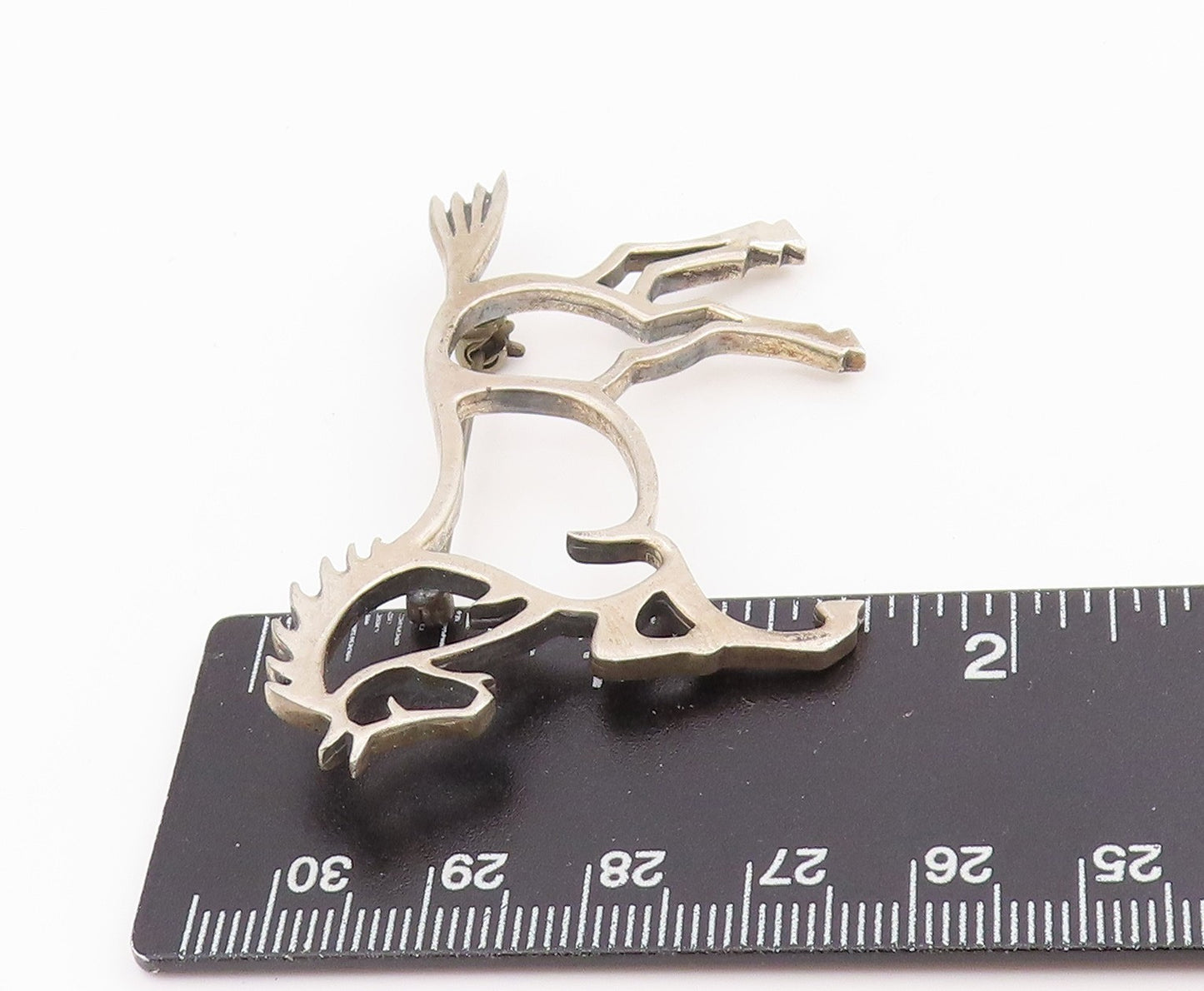 925 Sterling Silver Vintage Brooch Pin Modernist Running Horse Outline  BP12171