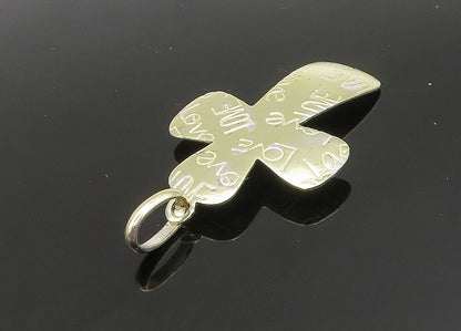 925 Sterling Silver  Vintage Love Etched Religious Cross Pendant  PT19292