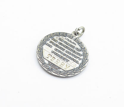 925 Sterling Silver Vintage Antique Oxidized Jesus Be With Me Pendant PT4087