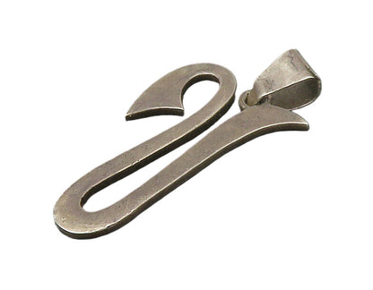 MEXICO 925 Sterling Silver  Vintage Oxidized Smooth U Initial Pendant  PT13643