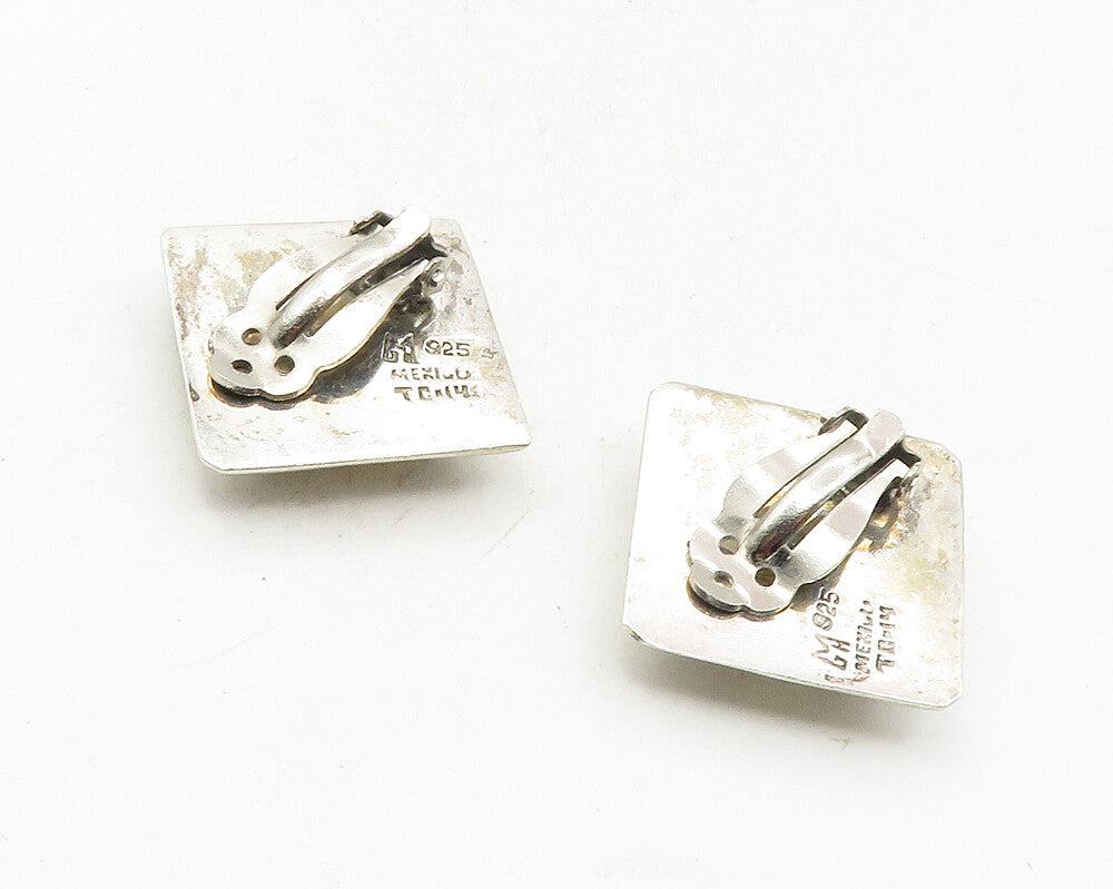 MEXICO 925 Sterling Silver  Vintage Black Onyx Non Pierce Earrings  EG5072