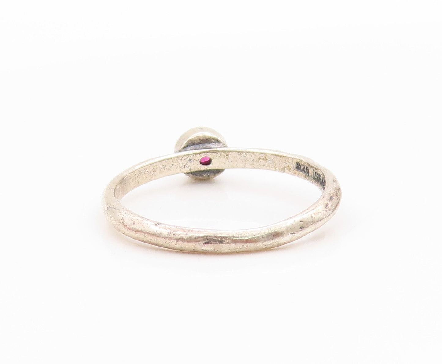 925 Sterling Silver Vintage Ring Minimalist Amethyst Solitaire Band Sz 8 RG33493