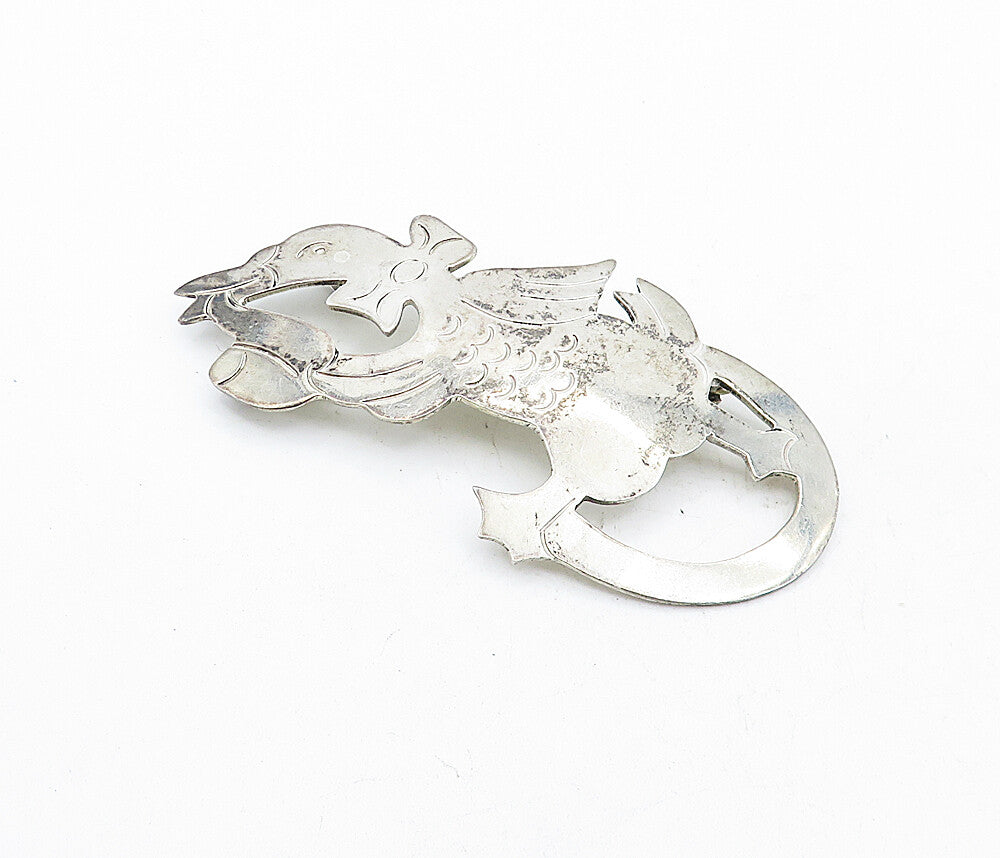 MEXICO 925 Sterling Silver  Vintage Shiny Dancing Duck Brooch Pin  BP2024