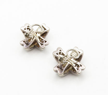 TIFFANY & CO. 925 Sterling Silver  Vintage Crossed Dome Drop Earrings  EG7931