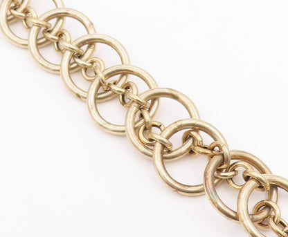 925 Sterling Silver  Vintage Gold Plated Circle Link Chain Bracelet  BT8326
