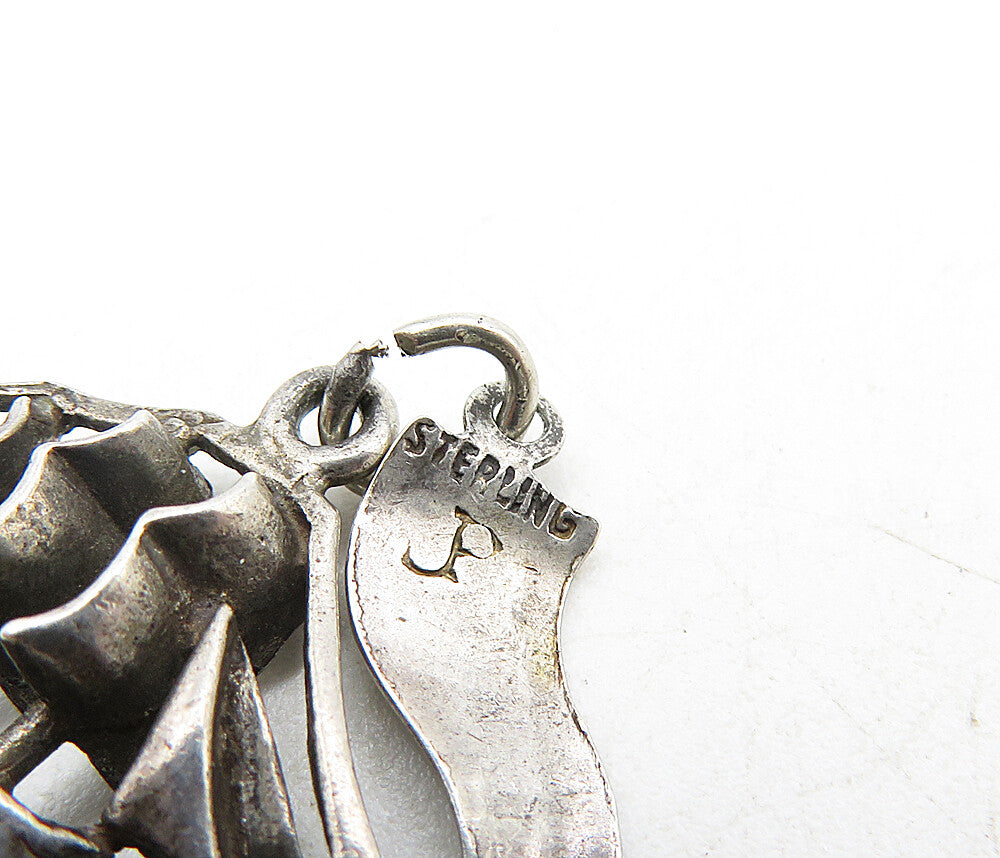 925 Sterling Silver  Vintage Petite Dark Tone Sail Boat Motif Pendant  PT6805