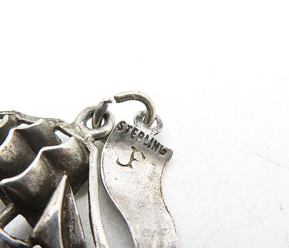 925 Sterling Silver  Vintage Petite Dark Tone Sail Boat Motif Pendant  PT6805
