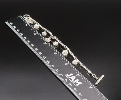 LOIS HILL 925 Sterling Silver Vintage Minimalist Flower Charm Bracelet BT9786