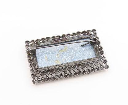 925 Sterling Silver Vintage Brooch Pin Antique Enamel Bellflower Blossom BP12397