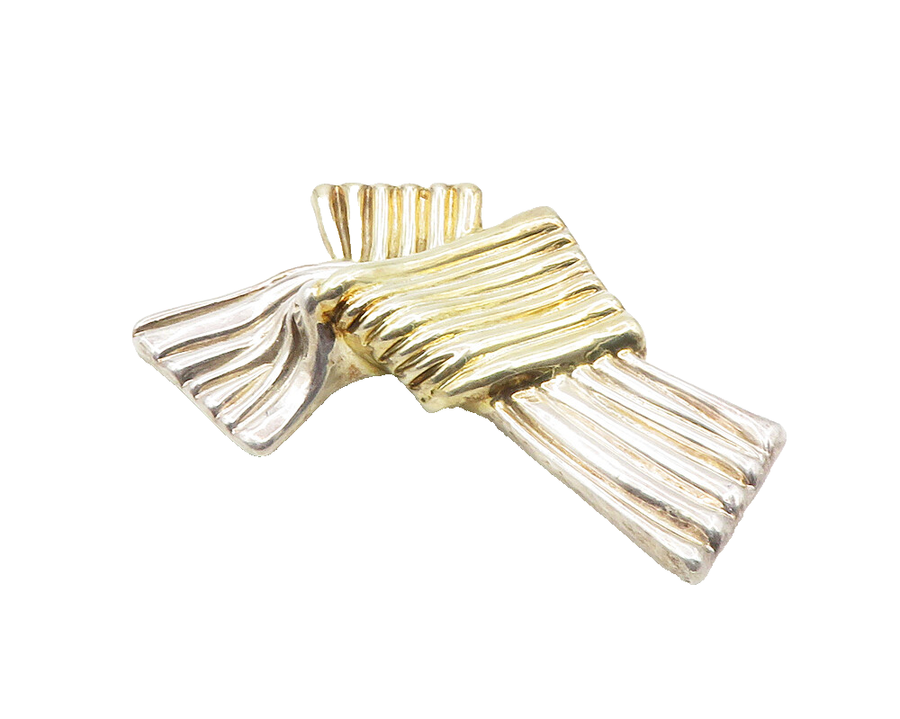 FREDERIC JEAN DUCLOS 925 Silver  Vintage Ribbon Design Brooch Pin  BP4030