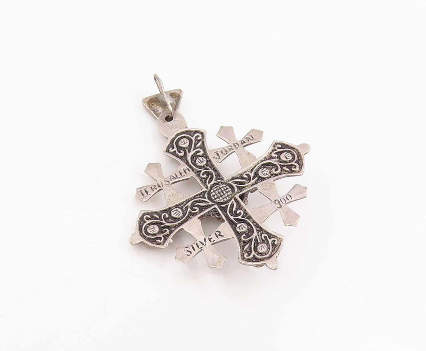 925 Sterling Silver Vintage Pendant Jerusalem Five Fold Religious Cross  PT25774
