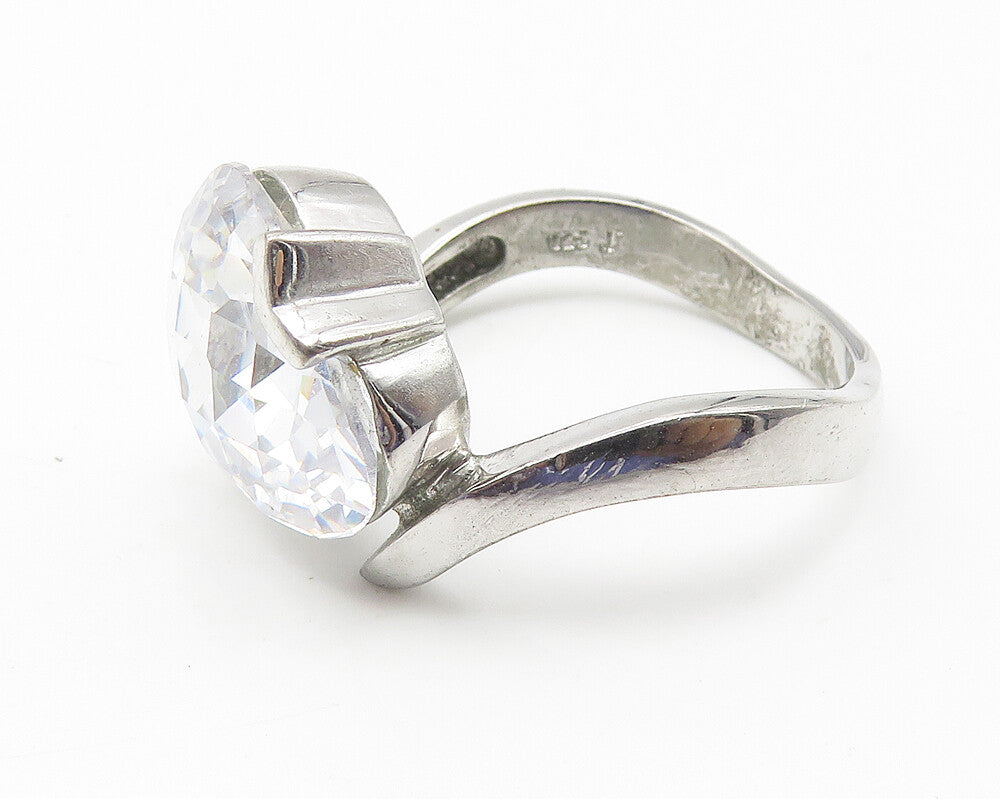 925 Sterling Silver  Cubic Zirconia Love Heart Cocktail Ring Sz 9  RG10631