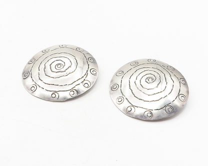 925 Sterling Silver  Vintage Etched Spiral Design Non Pierce Earrings  EG6075