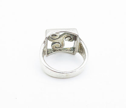 925 Sterling Silver  Vintage Shiny Triskelion Square Band Ring Sz 8  RG3955