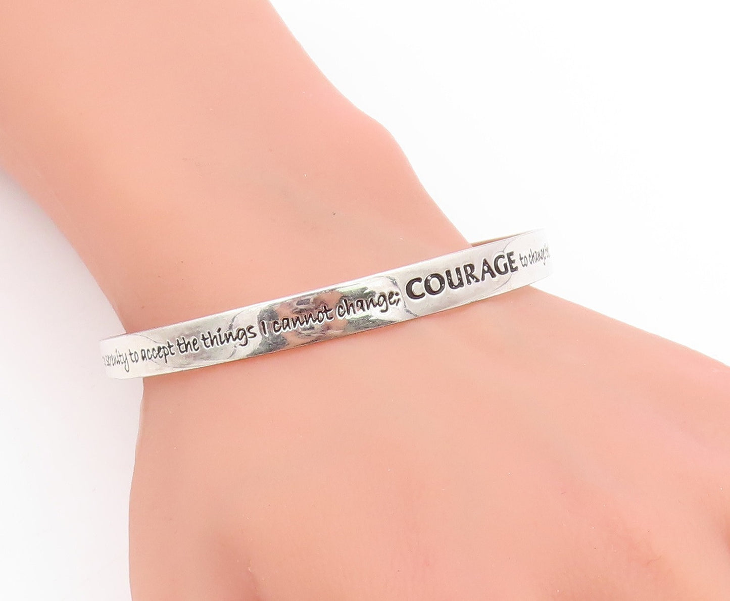 925 Sterling Silver Vintage Bracelet Engraved Courage Serenity Prayer  BT11483