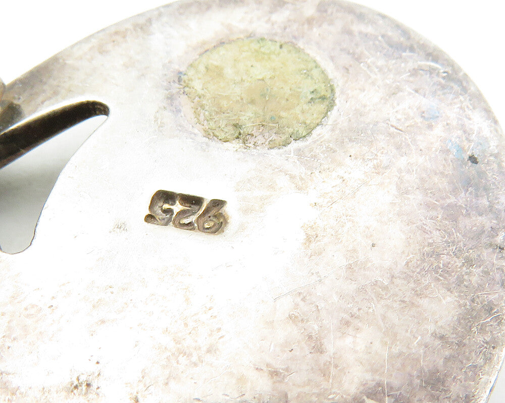 925 Sterling Silver  Vintage Turquoise Dark Tone Oval Slide Pendant  PT7616
