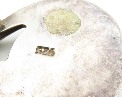 925 Sterling Silver  Vintage Turquoise Dark Tone Oval Slide Pendant  PT7616