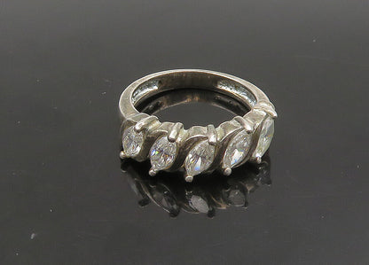 925 Sterling Silver  Vintage Cubic Zirconia 5 Stone Band Ring Sz 6  RG23505