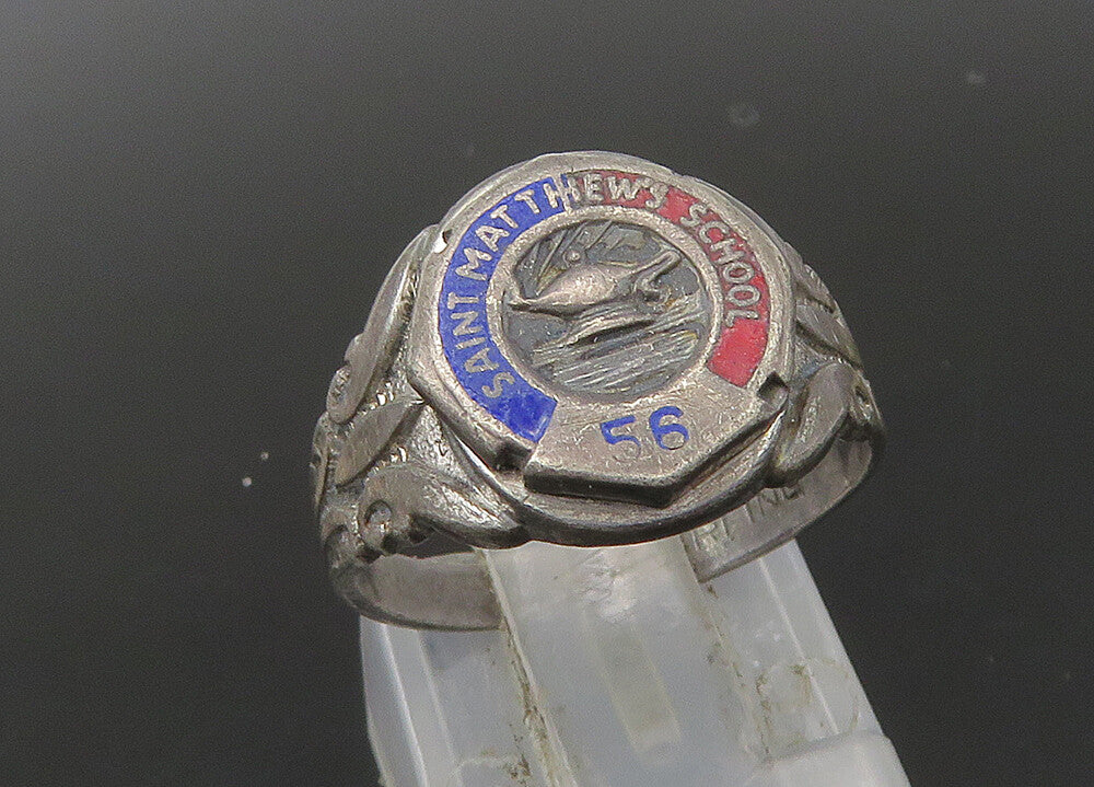 UNCAS 925 Silver  Vintage Antique Saint Matthews School Ring Sz 6  RG22556
