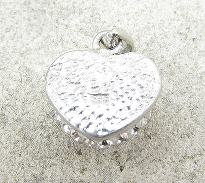 925 Sterling Silver  White Crystals Love Heart Drop Pendant  PT1431