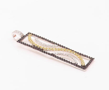 925 Sterling Silver  Shiny Cubic Zirconia & Black Hematite Pendant  PT14664