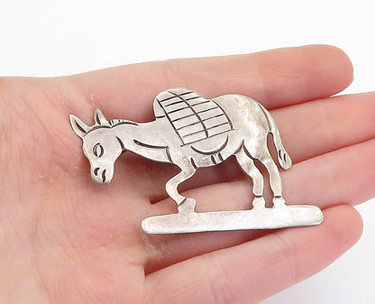 TAXCO 925 Sterling Silver  Vintage Etched Detail Donkey Brooch Pin  BP2809