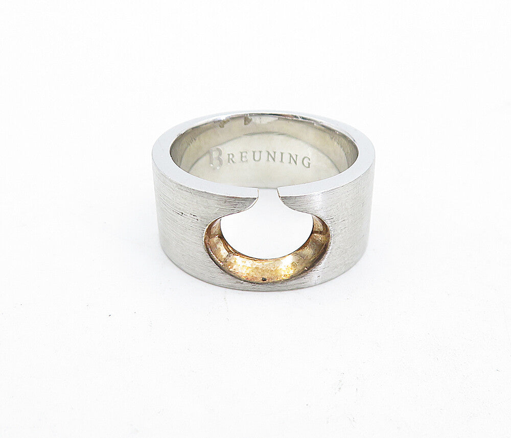 BREUNING 925 Silver  Vintage Two Tone Cutout Design Band Ring Sz 6.5  RG4681
