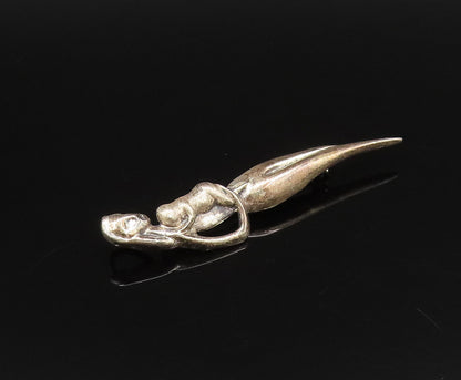 925 Silver  Vintage Mother & Child Love Skinny Pointed Brooch Pin  BP9954