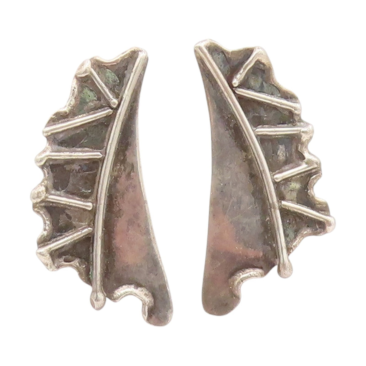 925 Sterling Silver Vintage Earrings GROVES Brutalist Dragon Wings  EG13950