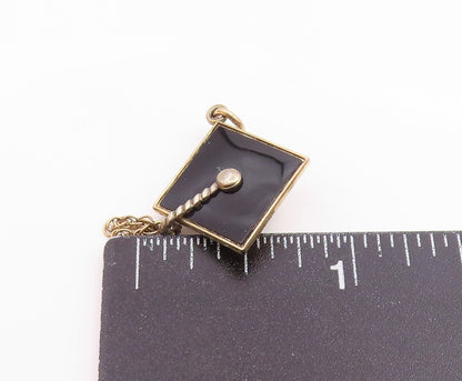 925 Sterling Silver  Vintage Black Onyx Graduation Cap Motif Pendant  PT18972