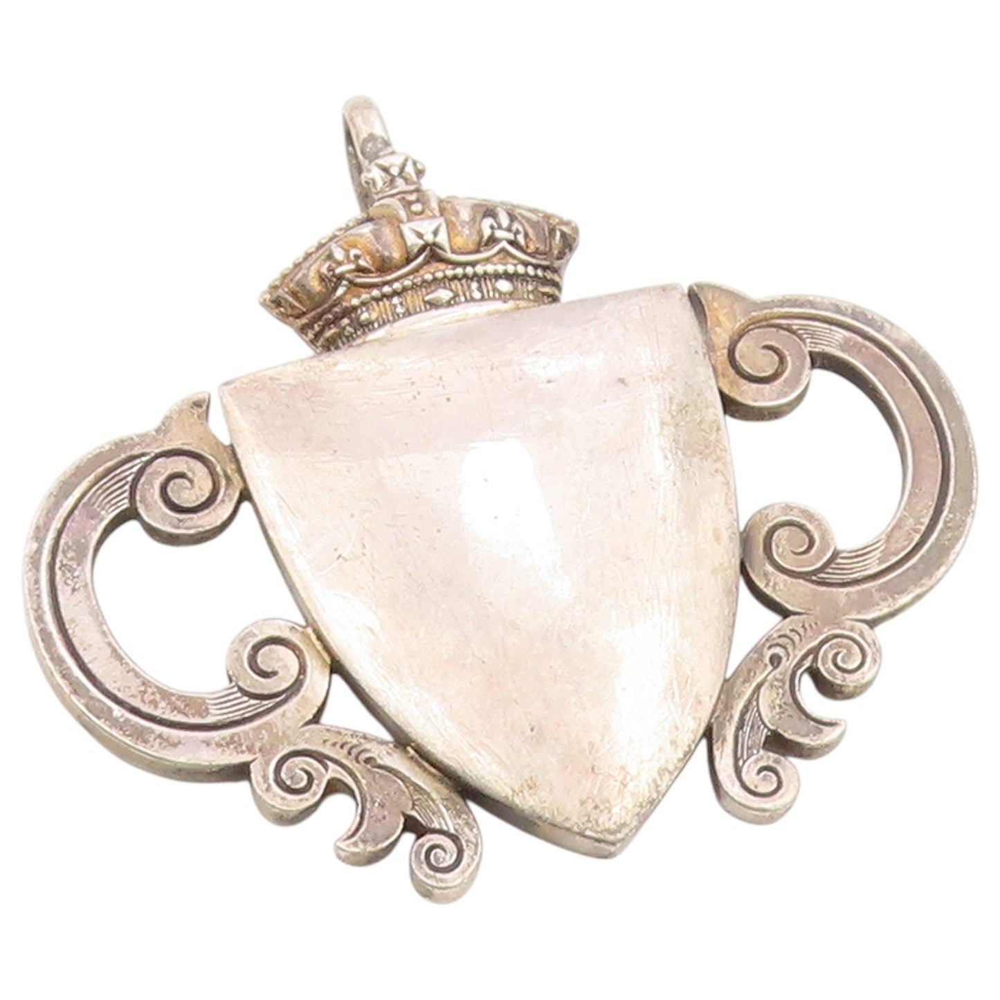 925 Sterling Silver Vintage Pendant MANTON & MOLE Crowned Shield Crest  PT26385