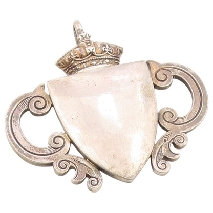 925 Sterling Silver Vintage Pendant MANTON & MOLE Crowned Shield Crest  PT26385