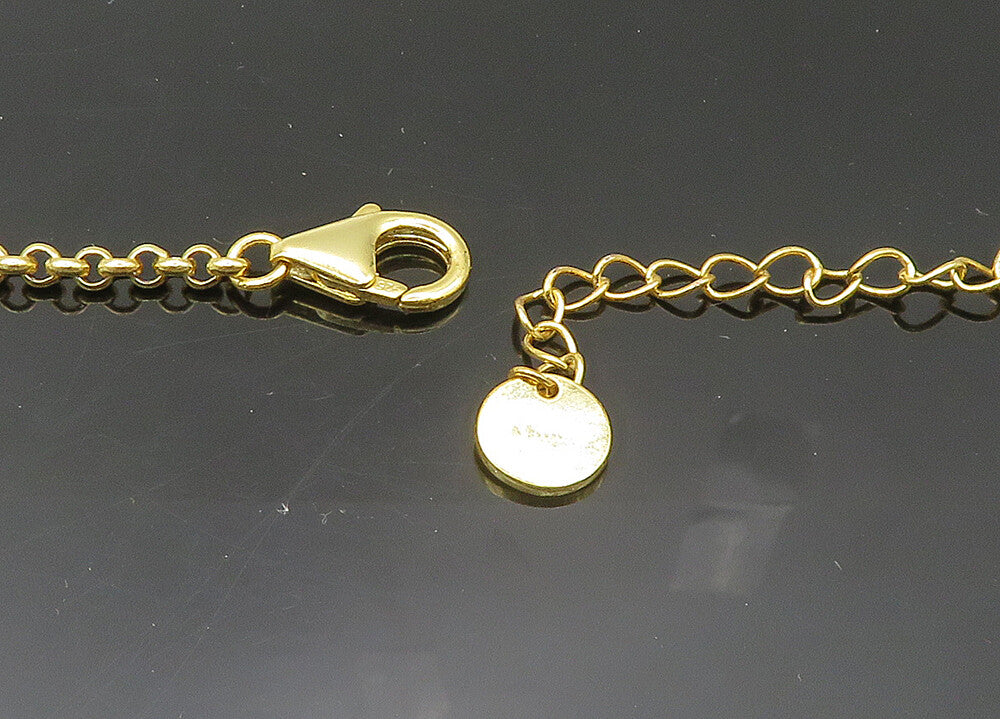 925 Sterling Silver  Vintage Druzy Stone Gold Plated Chain Necklace  NE3426