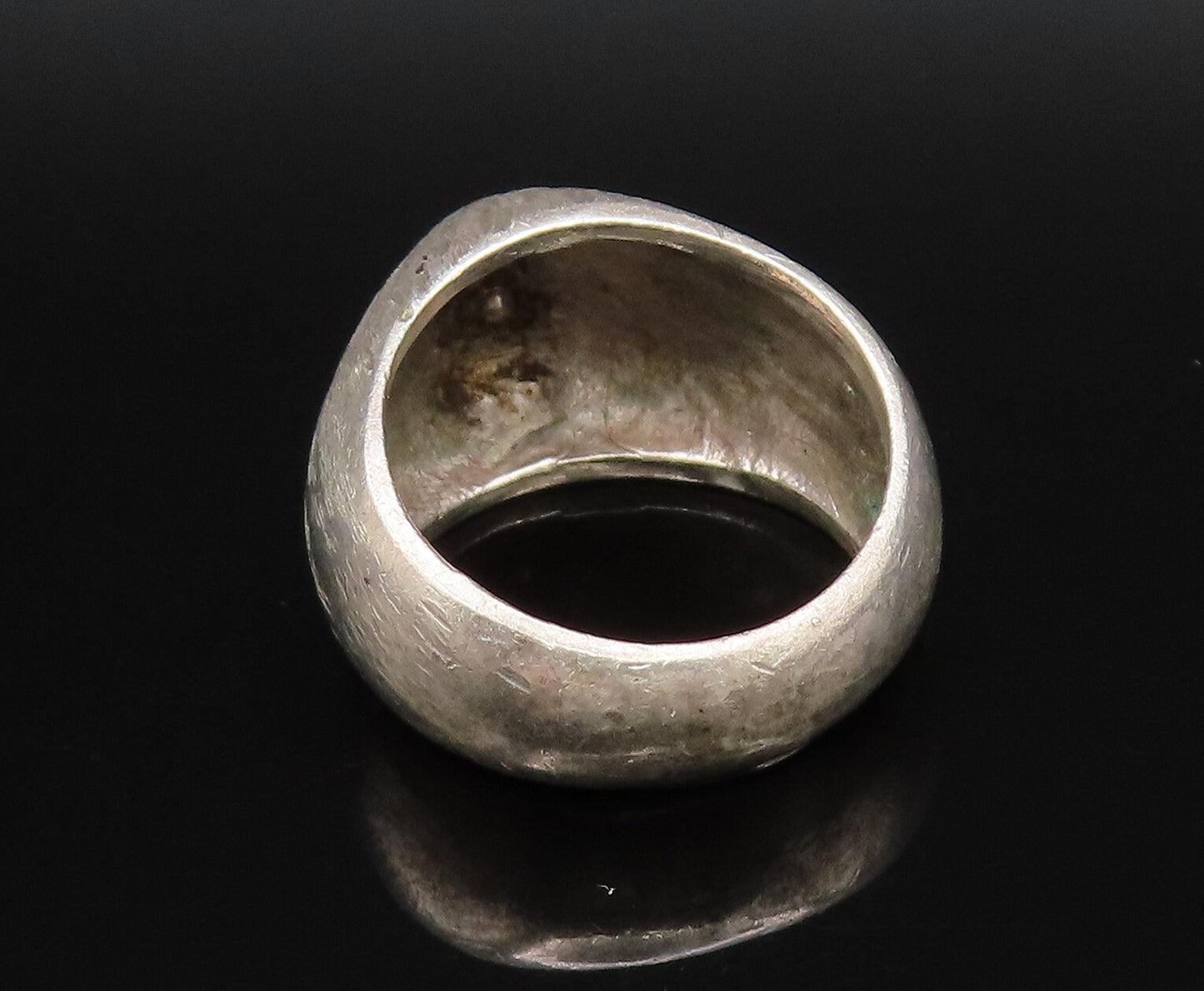 925 Sterling Silver  Vintage Etched Lines Pointed Dome Ring Sz 9  RG25741