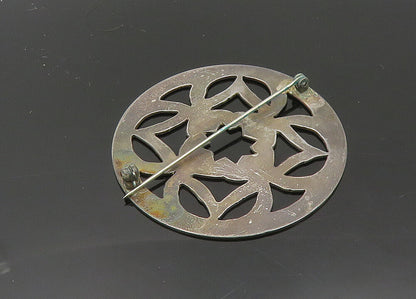 925 Sterling Silver  Vintage Antique Open Flower Pattern Brooch Pin  BP8027