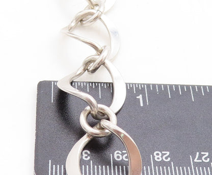 MEXICO 925 Sterling Silver  Vintage Shiny Open Link Chain Necklace  NE1317