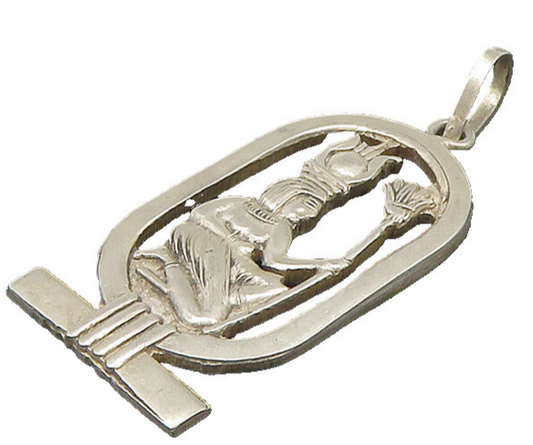 MIDDLE EAST 925 Silver  Vintage Kneeling Egyptian Figure Pendant  PT17931