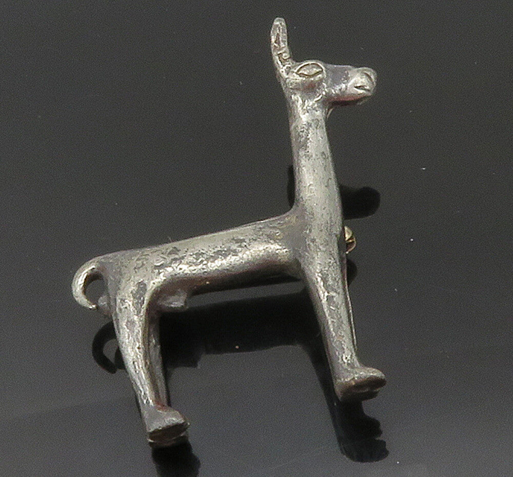 925 Sterling Silver  Vintage Oxidized Alpaca Animal Motif Brooch Pin  BP6007