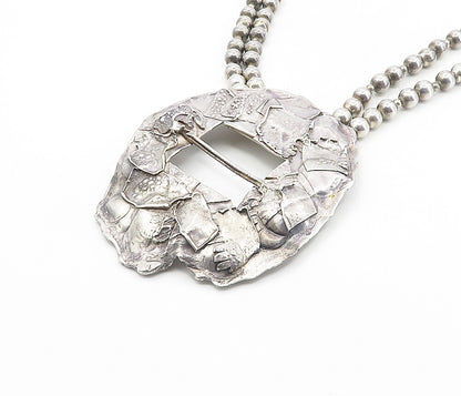 DESIGNER 925 Sterling Silver  Vintage Modernist Sculpted Chain Necklace NE1565