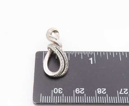 925 Sterling Silver  Genuine Diamonds Infinity Tear Drop Pendant  PT14073