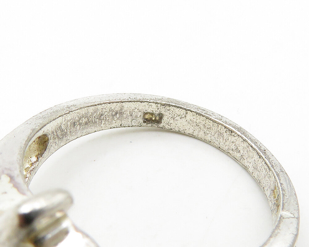 925 Sterling Silver  Vintage Cubic Zirconia Bypass Band Ring Sz 7.5  RG19678