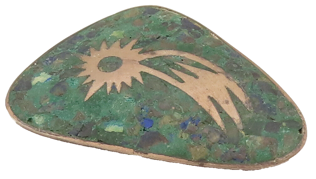TAXCO 925 Silver  Vintage Rocky Green Turquoise & Figure Brooch Pin  BP10222