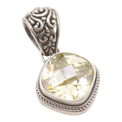 SARDA 925 Silver  Vintage Faceted Cubic Zirconia Floral Bail Pendant  PT19497