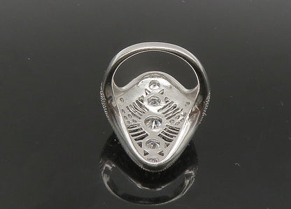 925 Sterling Silver  Vintage Cubic Zirconia Shiny Cocktail Ring Sz 5  RG21867