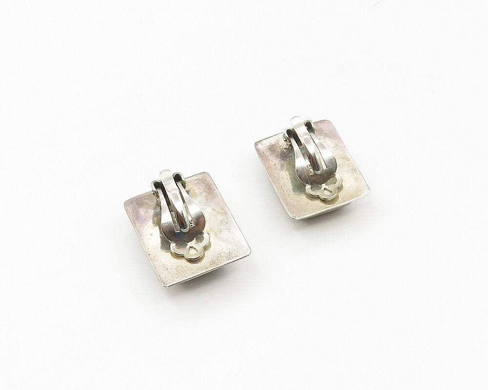 MEXICO 925 Sterling Silver  Vintage Smoky Topaz Non Pierce Earrings  EG9046