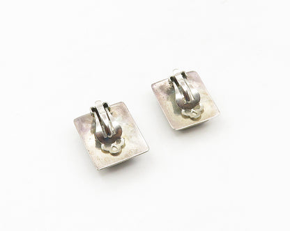 MEXICO 925 Sterling Silver  Vintage Smoky Topaz Non Pierce Earrings  EG9046