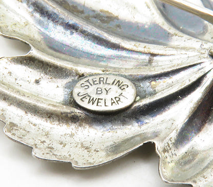 JEWELART 925 Sterling Silver  Vintage Floral Leaf Motif Brooch Pin  BP6316