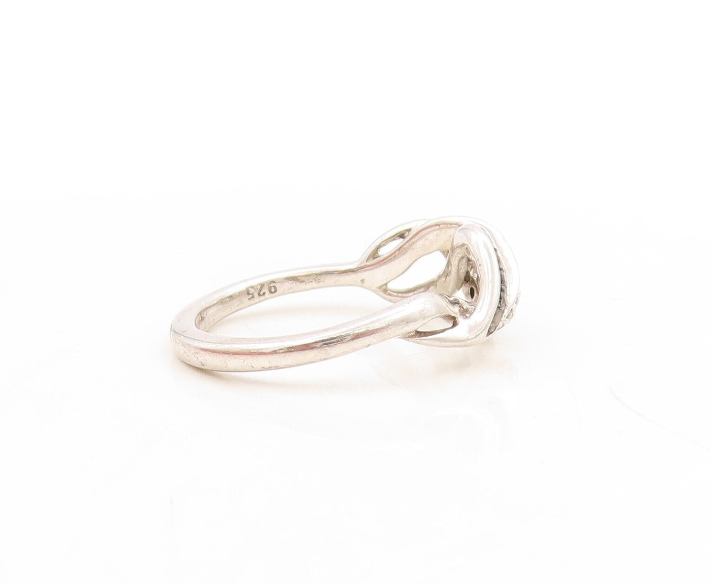 925 Sterling Silver Vintage Ring Spiral White & Black Diamonds  Sz 7  RG31286